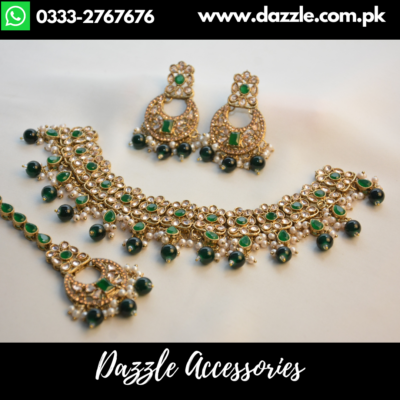 Emerald Green Antique Bridal Choker Necklace Set