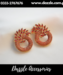 Gold Plated Unique Maroon Earrings
