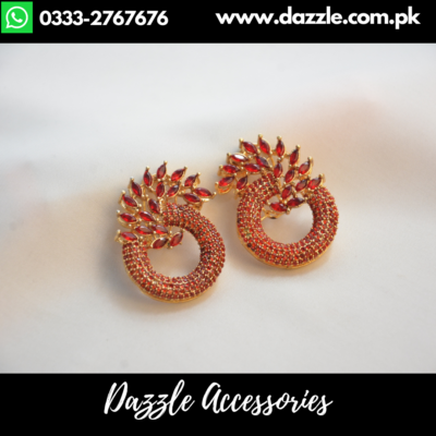 Gold Plated Unique Maroon Earrings