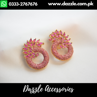 Gold Plated Unique Ruby Earrings
