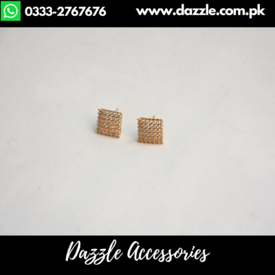 Golden Zirconia Stud Earrings