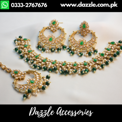 Green Antique Bridal Choker Necklace Set