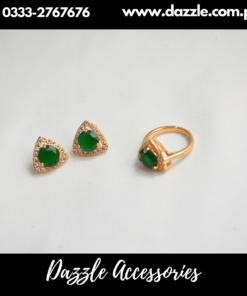 Green Golden Stud with Ring