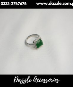 Green Silver Ring Adjustable Size