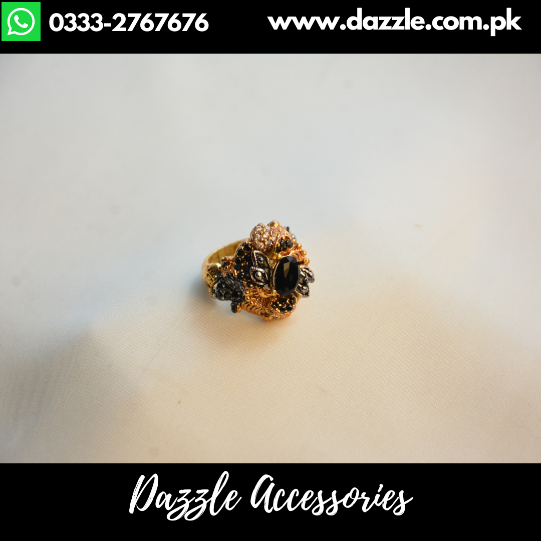 Majestic Black Gold Turkish Ladies Ring Adjustable Size