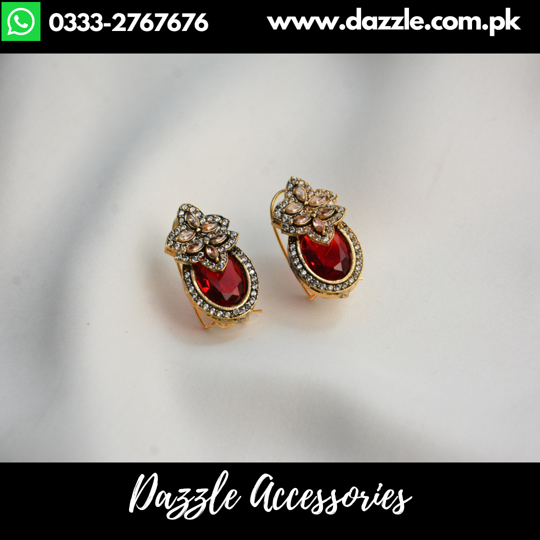 Maroon Antique Stud Earrings