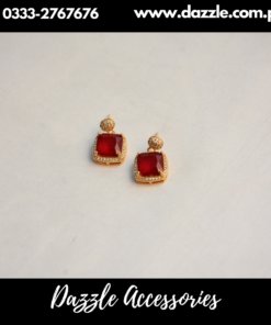 Maroon Golden Stud Earrings