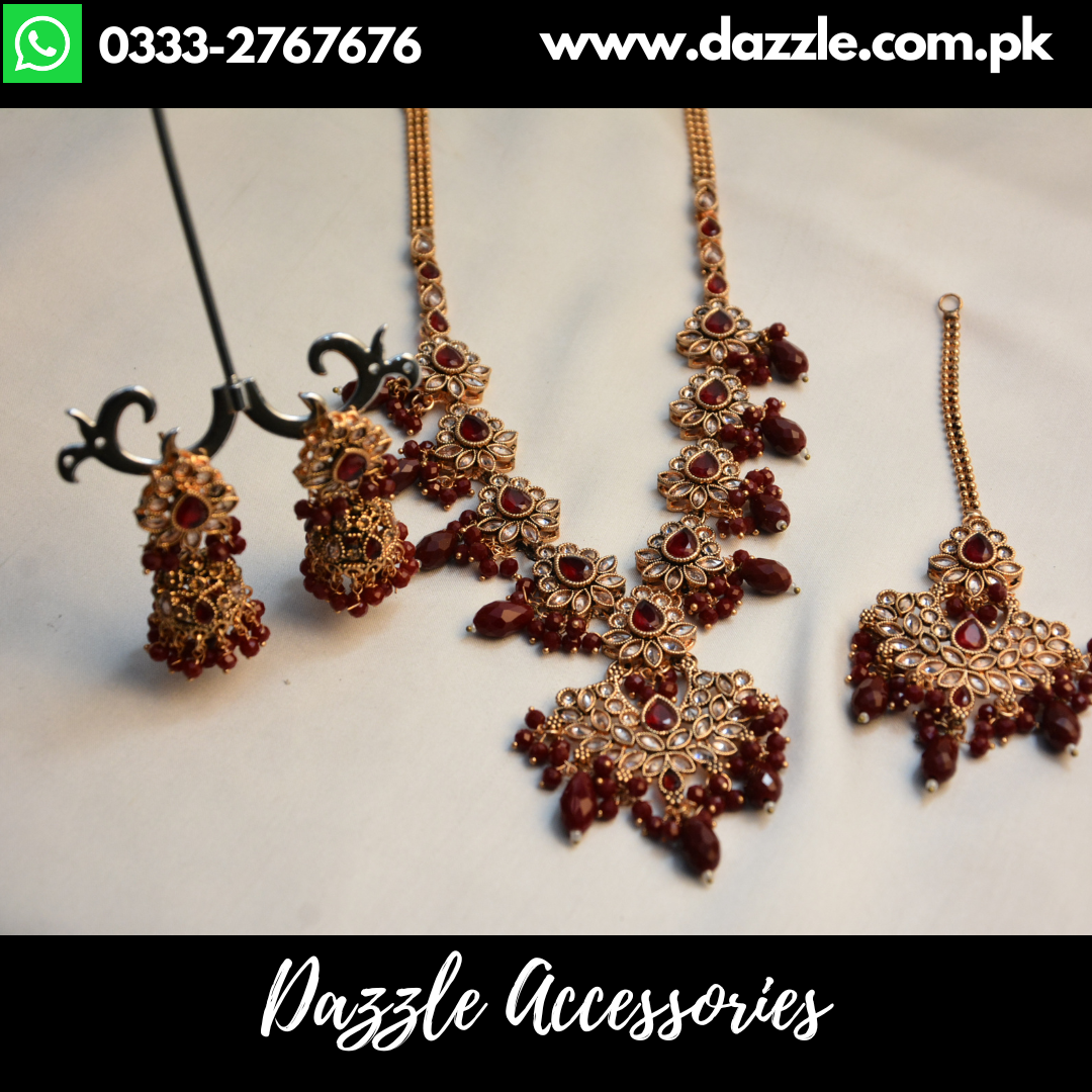 Maroon Pearl Beautiful Necklace Maala