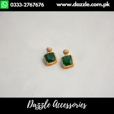 One Stone Green Stud Earrings
