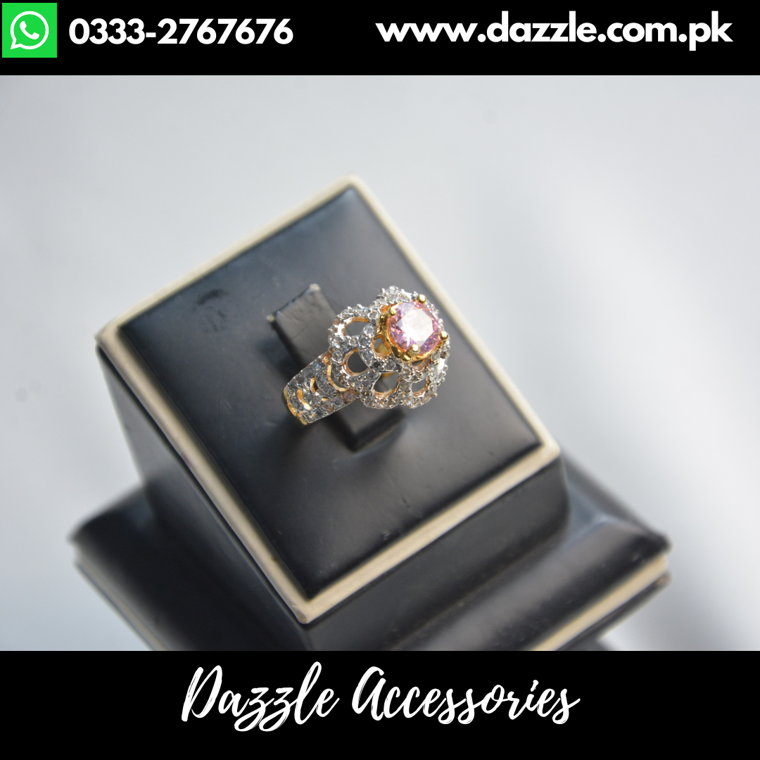 Pink Gold Plated Ring Adjustable Size