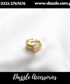 Pink Golden Two Tone Ladies Ring Adjustable Size