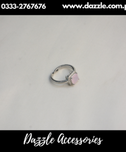 Pink Silver Adjustable Ladies Ring