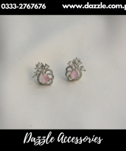 Pink Silver Stud Earrings