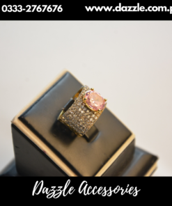 Pink Statment Zirconia Band Ring Adjustable Size