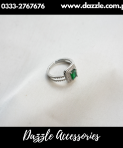Radiant silver green ring