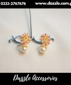 Ruby Golden Pearl Tops Earrings