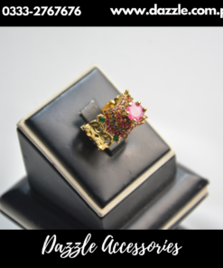 Ruby Multi Color Gold Plated Band Ring Adjustable Size