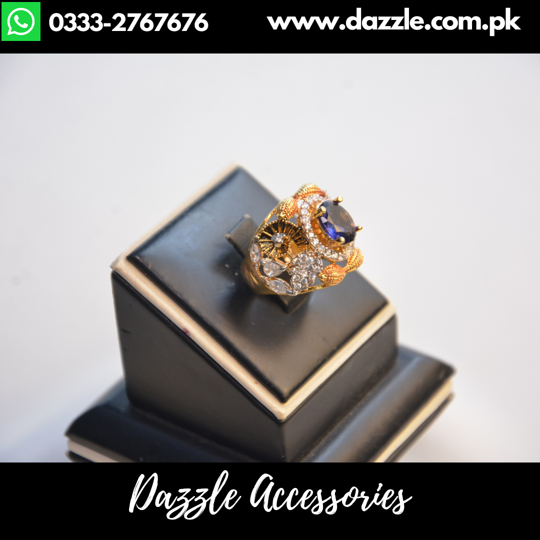 Sapphire Blue Statement Adjustable Ladies Ring