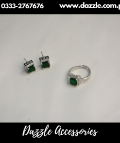 Silver Black Minimal Stud Earrings with Adjustable Ring