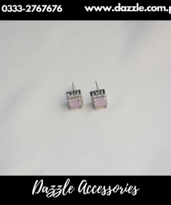 Silver Pink Minimal Stud Earrings