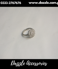 Silver Plated Zircon Ladies Ring Adjustable Size