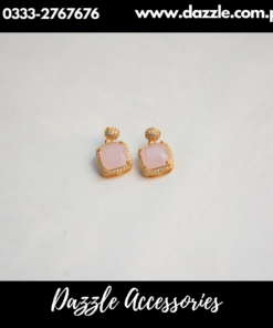 Smoky Pink Golden Stud Earrings