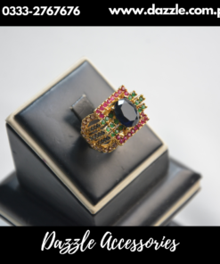 Statement  Multi Color Gold Plated Ring Adjustable Size