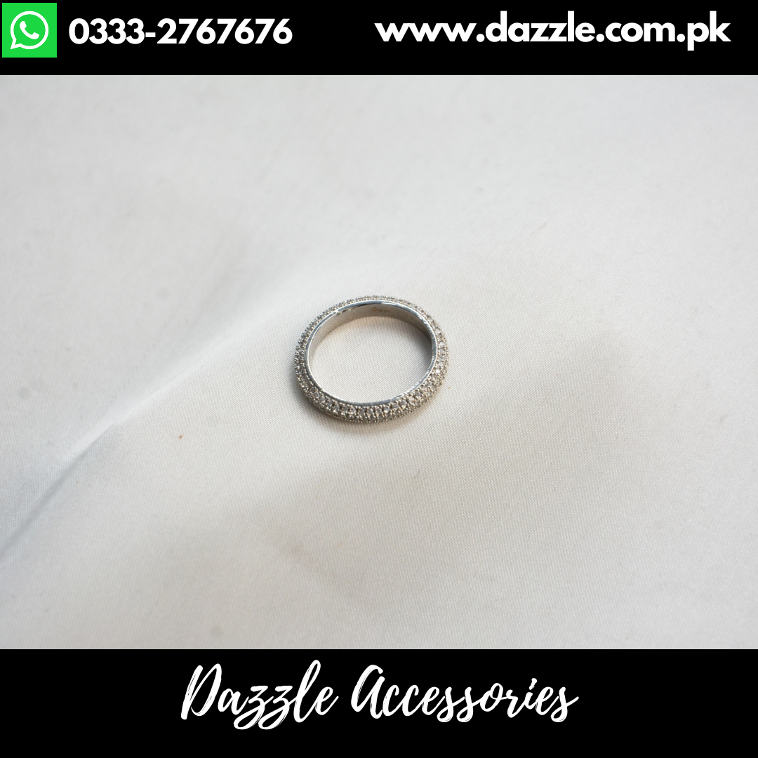 zirconia silver band ring