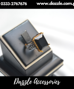 Black Square Zircon Adjustable Ring