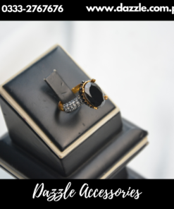 Black Zirconia Adjustable Statement Ring