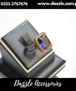 Blue Square Zircon Adjustable Ring
