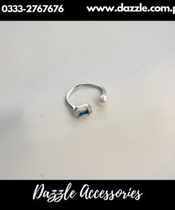Blue Pearl Silver Plated Girls Ring Adjustable Size