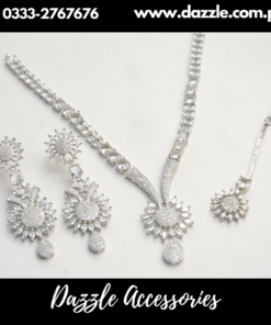 Silver Plated Pendant with Earrings and Bindiya