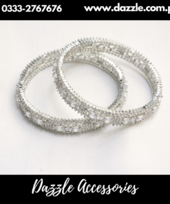 Silver Plated Zirconia Bangles Size 2.6 (sawa doo