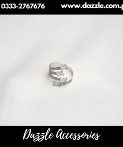 Silver Plated Zirconia Ring Adjustable Size