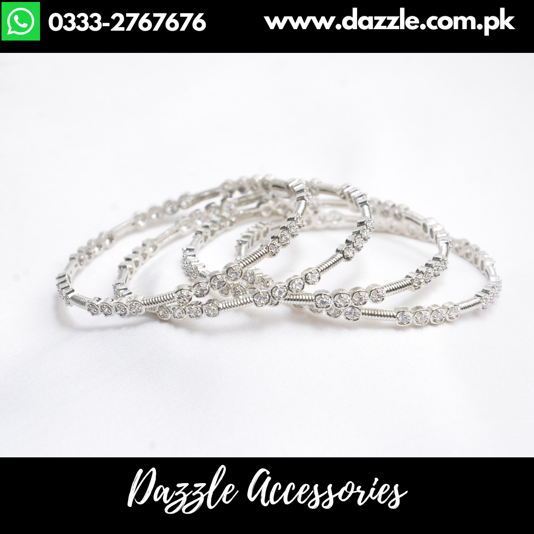 Sleek Silver Plated Bangles Set