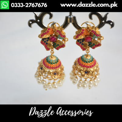 Floral pearl Jhumka earrings