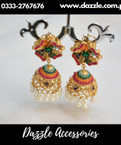 Floral pearl multi Jhumka earrings