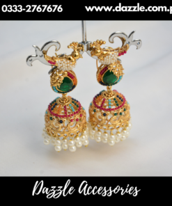 Green Noratan Jhumka earrings