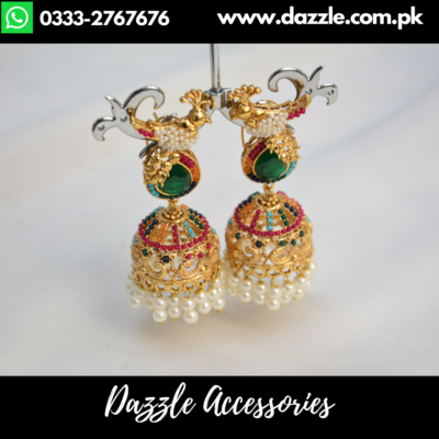 Green Noratan Jhumka earrings