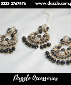 Meera black tikka earrings