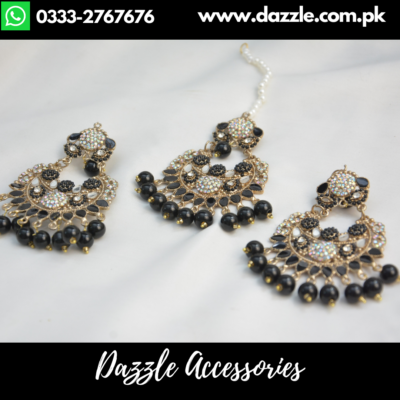 Meera black tikka earrings