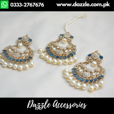 Meera blue tikka earrings