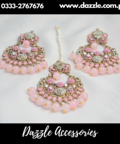 Meera pink  tikka earrings